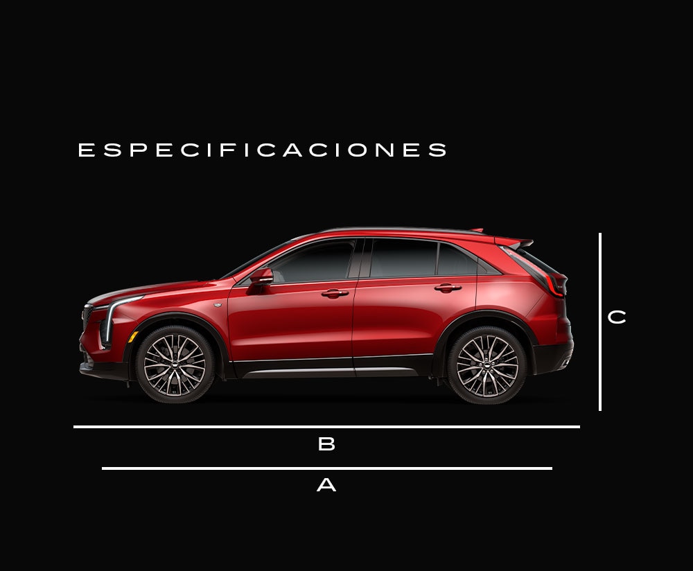 Tabla de especificaciones y dimensiones de Cadillac XT4 2024 