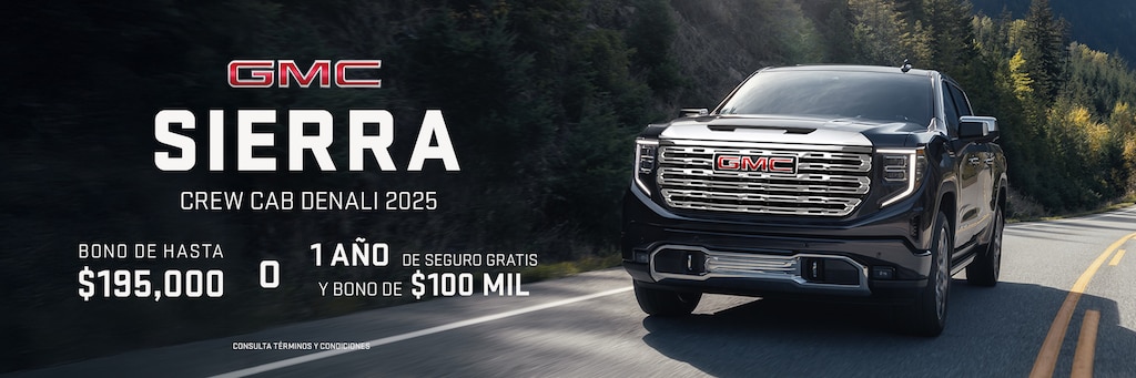 GMC Sierra Denali Crew Cab destaca en diseño, potencia y tecnología para que tengas el control total del camino. 
