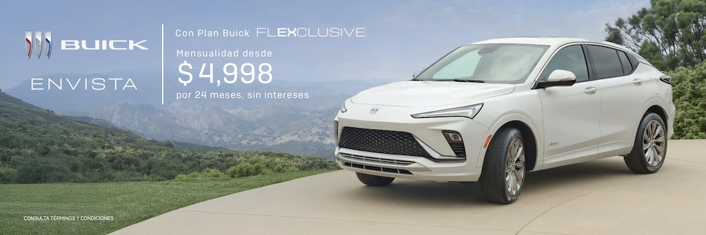 Estrena una Buick Envista con el plan Flexclusive y disfruta de una SUV con un diseño innovador. 