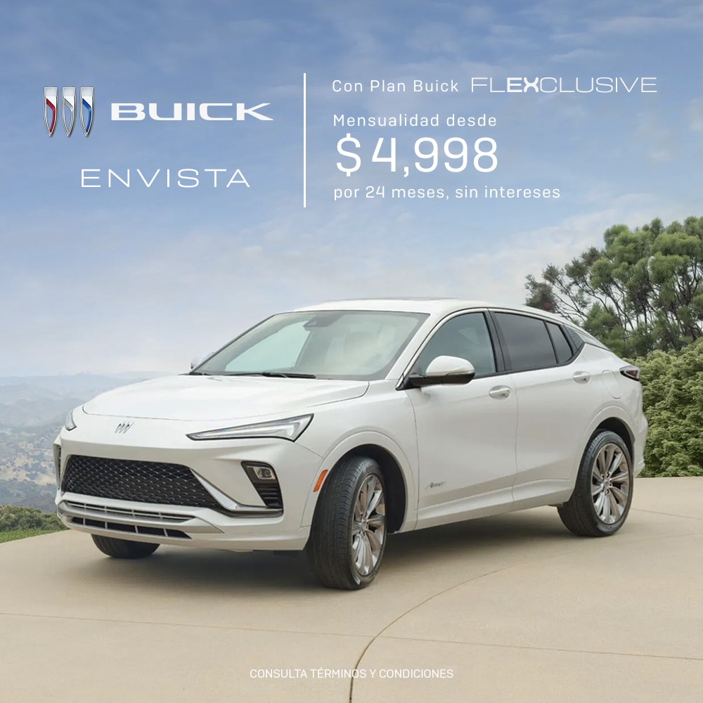 Estrena una Buick Envista con el plan Flexclusive y disfruta de una SUV con un diseño innovador. 